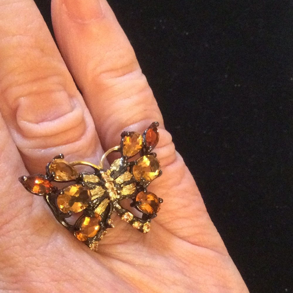 Exquisite Genuine Citrine Butterfly Ring - Picture 4 of 9